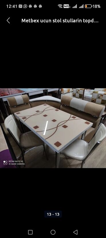 Masa və oturacaq dəstləri: Mətbəx üçün, Yeni, Açılan, Dördbucaq masa, 4 stul — 12