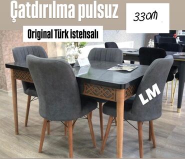 metbex stol stullari 2019: Для кухни, Новый, Раскладной, Прямоугольный стол, 4 стула