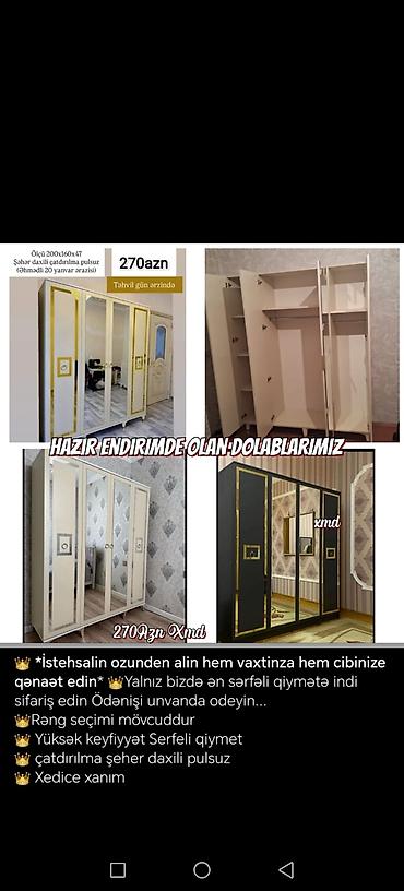 guzgu boydan: Yeni, 3 qapılı, Güzgülü, Açılan, Düz dolab — 1
