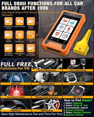 Alati za automobile: Ovo - LAUNCH X431 Creader Elite za Audi, VW, Skoda, Seat, Bentley — 7