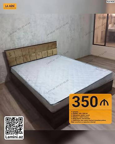 Ev üçün mebel: Çarpayı – Kod: 4428 - Ölçü: 160 × 200 sm - Mexanizm: Açılan, bazalı - — 1