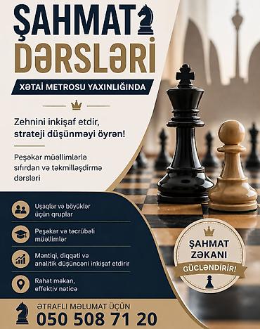 Услуги: Şahmat dərsləri – Xətai metrosu yaxınlığında - Peşəkar müəllimlərlə — 1