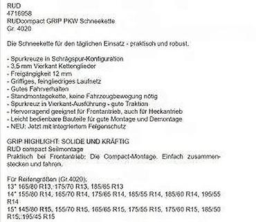 Auto oprema: RUD RUDcompact GRIP – lanci za sneg za putnička vozila (model 4020) - — 10