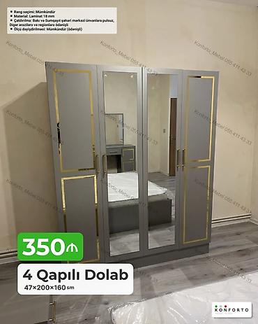 casio sumqayit: 4 qapılı dolab – 47×200×160 sm - Material: 18 mm laminat - Güzgülü ön — 1