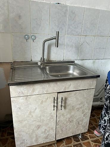 бу раковина с тумбой: Кухонный модуль с мойкой и смесителем - Тумба под мойку с двумя — 2