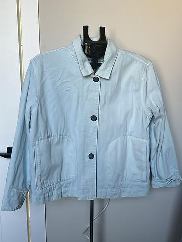 trapes şalvar cins: Vintage model Açıq mavi rəngli düyməli cins jaket, İkinci əl, işlənmiş — 1