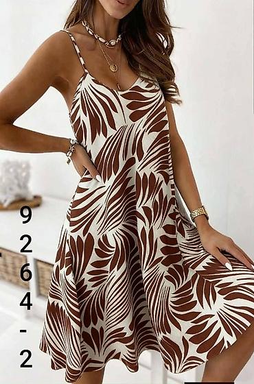 Haljine: Letnja haljina na tanke bretele - Kroj: lepršava A-linija, midi — 4