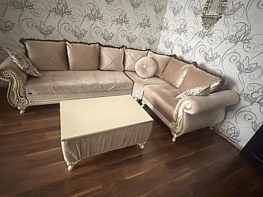divan ustu: Künc divan dəsti - Klassik dizaynlı L formalı künc divan və uyğun — 2