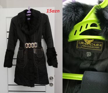 женское пальто с мехом: Пальто XL (EU 42), цвет - Черный