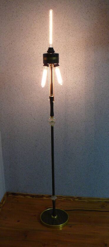 Освещение: Светильник, тренога, винтаж, лофт. Серебро (напольный выключатель)- — 9