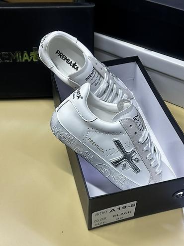 Кроссовки и спортивная обувь: Кроссовки Premiata White Air - Модель: низкие кеды из гладкой белой — 7