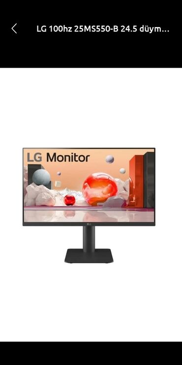 Monitorlar: LG 100hz 25MS550-B 24.5 düymlük IPS Full HD monitoru, yüksək