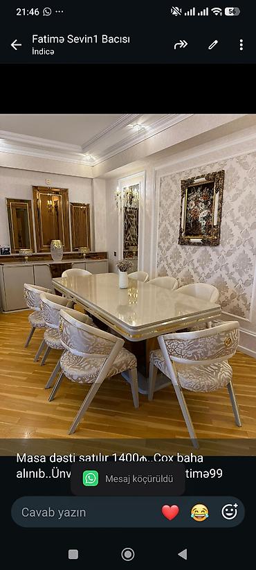 Masa dəsti satılır 1400₼. Çox baha alınıb. Ünvan lalafo.az -da Masa dəsti satılır 1400₼. Çox baha alınıb. Ünvan