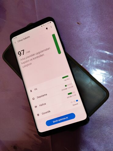 galaxy s9: Samsung Galaxy S9 Plus, 128 GB, rəng - Qara, Sensor, Barmaq izi, Simsiz şarj