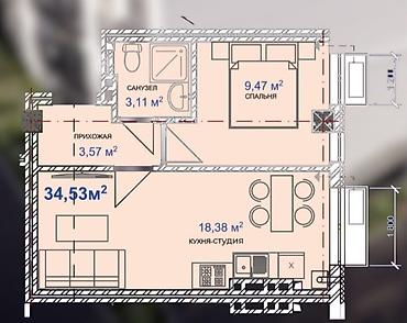 Продажа квартир: 1 комната, 34 м², Арча-Бешик ж/м Индивидуалка, 2 этаж, Требуется ремонт — 3