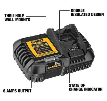 спортивные инструменты: Универсальная быстрая интеллектуальная зарядка DeWalt DCB1106 6Amp