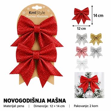 KMT Božićna mašna sa svetlucavim posipom 7991669 Dekorativne