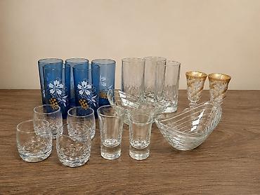 dish sets: Набор посуды и стекла (разные позиции) Фарфор с фиолетовыми — 7