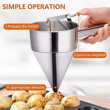 Ostala kuhinjska oprema: Juxiong/Akee dozator testa za kolače od nerđajućeg čelika.  — 6