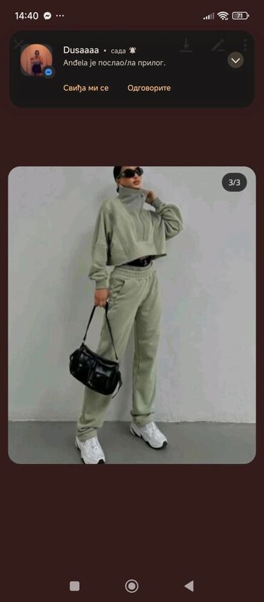 Gornji i donji deo: Ženski trenerka komplet – duks + donji deo - Model: oversize, moderan — 5