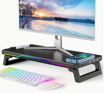 Флеш карты: Современная RGB Алюминиевая Подставка для Монитора с 3 USB Портами