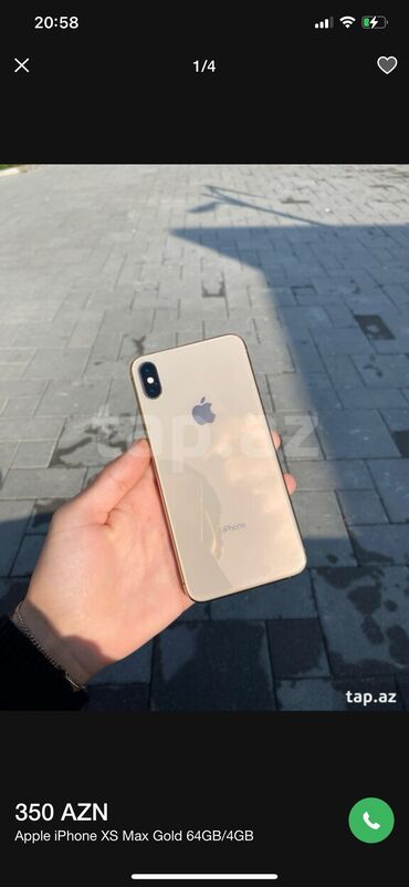 iphone ikinci el telefonlar: IPhone Xs Max, 64 GB, Qızılı, Barmaq izi, Face ID