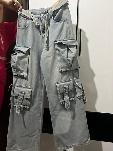 cins walvar: Kargo şalvar - Rəng: açıq boz/solğun denim - Model: geniş kəsim — 1