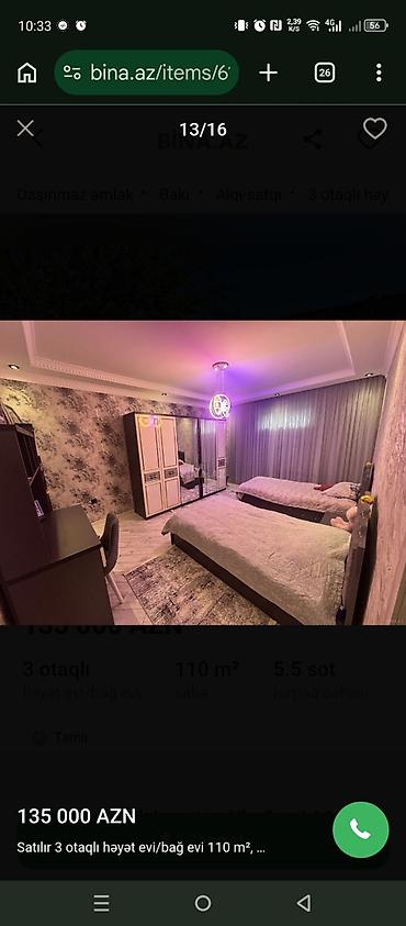 60 mine evler: Satılır: 3 otaqlı həyət evi/bağ evi Ümumi sahə: 110 m² Torpaq sahəsi — 6