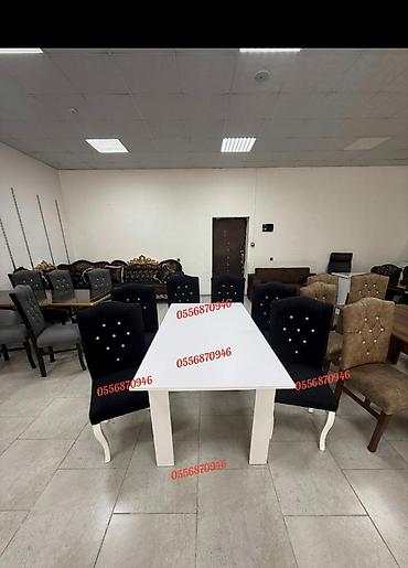 Masa və oturacaq dəstləri: Qonaq otağı üçün, Yeni, Açılmayan, Dördbucaq masa, 6 stul — 1