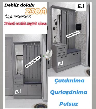 Masa və oturacaq dəstləri: Yeni, Düz dolab, Dəhliz dolabı