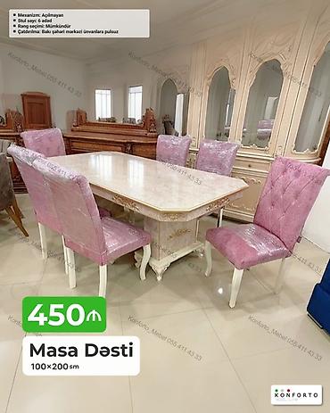 Masa Dəsti – 100×200 sm - Klassik üslubda, mərmər görünümlü geniş