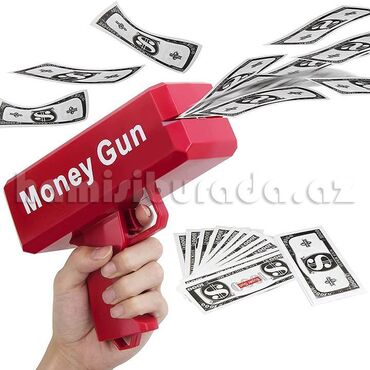 Ətriyyat: Pul səpələyən tapança Money Gun Material: Plastik Rəng: Qırmızı