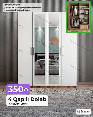 Mebel: 4 qapılı geyim dolabı Ölçü: 47×200×160 sm Material: 18 mm laminat — 1