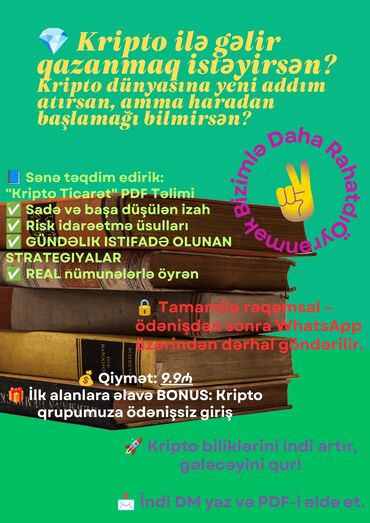 Рабочие тетради: Kripto ticarət dünyasına yeni başlayanlar və ya biliklərini artırmaq
