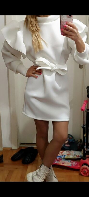 bela boho haljina: One size, bоја - Bela, Dugih rukava