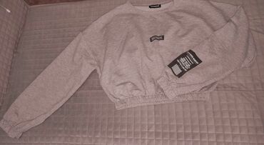 Hicab: Boz rəngli uzunqollu sweatşört - Brend etiketində: “SUPREM” (ölçü: XL