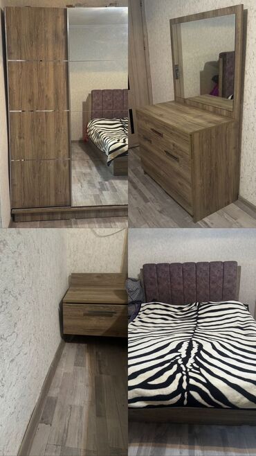 Двуспальная кровать, Шкаф, Трюмо, 2 тумбы, Б/у