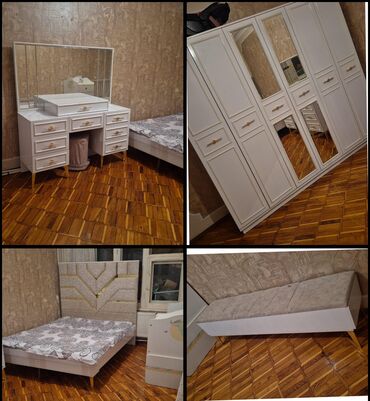 спални мебеллар: Двуспальная кровать, Трюмо, Шкаф, 2 тумбы, Б/у