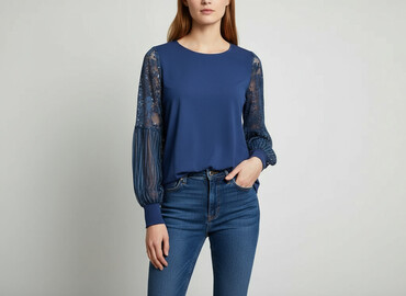 bluzki z koronką plus size: BODY FLIRT, Жіноча блуза, розмір S