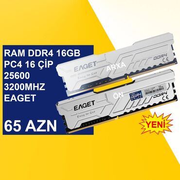 Videokartlar: Operativ yaddaş (RAM) 16 GB, 3200 Mhz, DDR4, PC üçün, Yeni