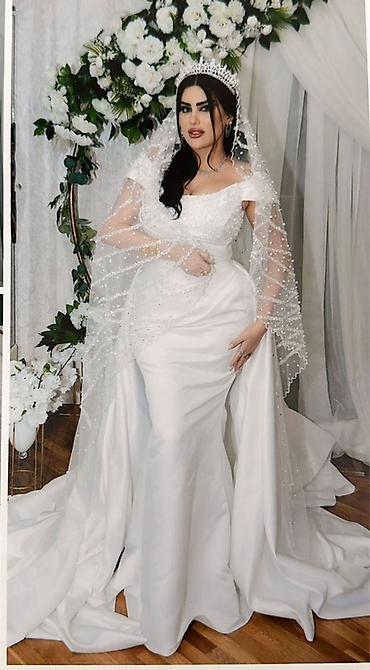 tac: Zərif və elit gəlinlik komplekti - Model: klassik-ağ rəngdə, A-line — 1