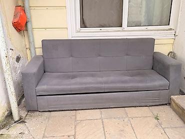Divanlar: Boz rəngli divan - Minimalist, düz xətli dizayn - Yumşaq parça örtük — 1