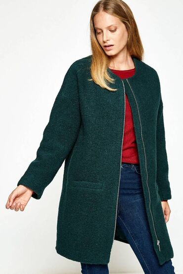 стильные украшения из кожи: Пальто, Букле, Короткая модель, 5XL (EU 50)