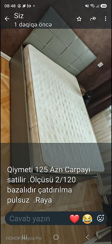 Bazalı çarpayı və döşək dəsti - Ölçü: 200 x 120 sm (2/120) - Başlıq