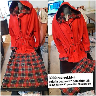 rain core cena: Komplet: crveni kaput sa kapuljačom + suknja u tartan (kariranom) — 1