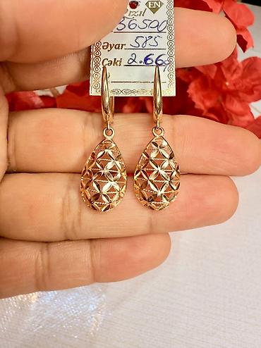 Sırğalar: Sırğa, Sarı qızıl, 585 Əyar, 266 g — 3