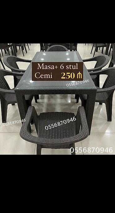 stul restoran: Yeni, Dördbucaq masa, 6 stul, Açılmayan, Stullar ilə, Həsir toxunuşlu, Türkiyə — 5