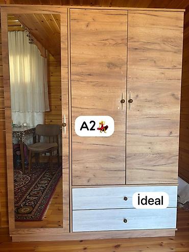İşlənmiş, 3 qapılı, Güzgülü, Bej, Açılan, Düz dolab