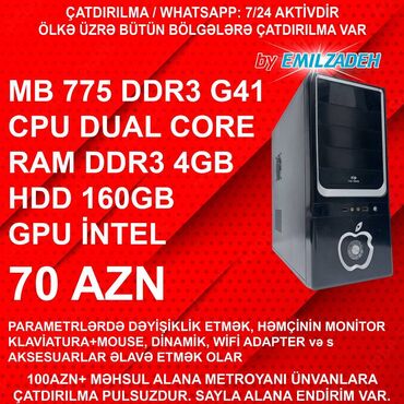 Masaüstü kompüterlər və iş stansiyaları: Masaüstü Kompüter "G41 DDR3/Dual Core/4GB Ram/160GB HDD" ENDİRİM!!!