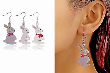 Серьги сөйкөлөр лёгкие и креативные аксессуары. 🐰 серые зайчики с